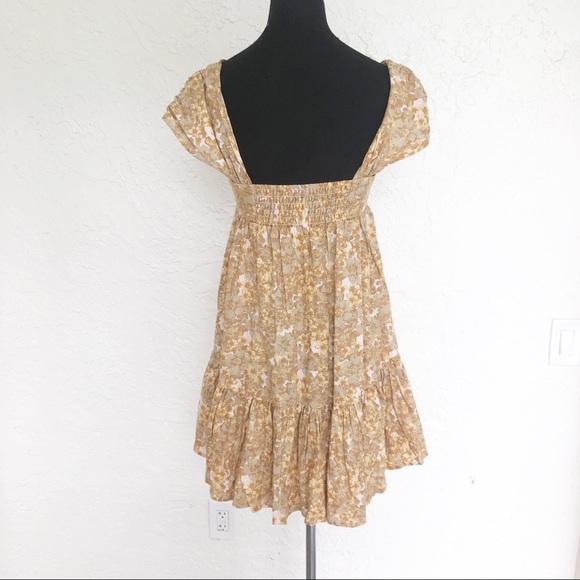 Free People Pattern Play Floral Mini Dress Neutral - Picture 6 of 8